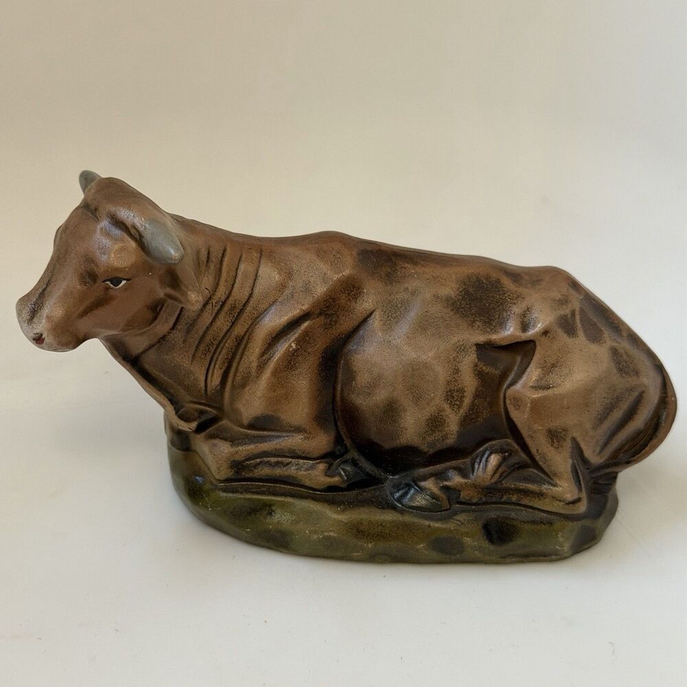 Vintage Japan Nativity Ox Cow Figurine Animal Christmas Manger Creche 5 3/4 in